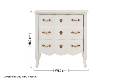 Seine White Chest of 3 Drawers