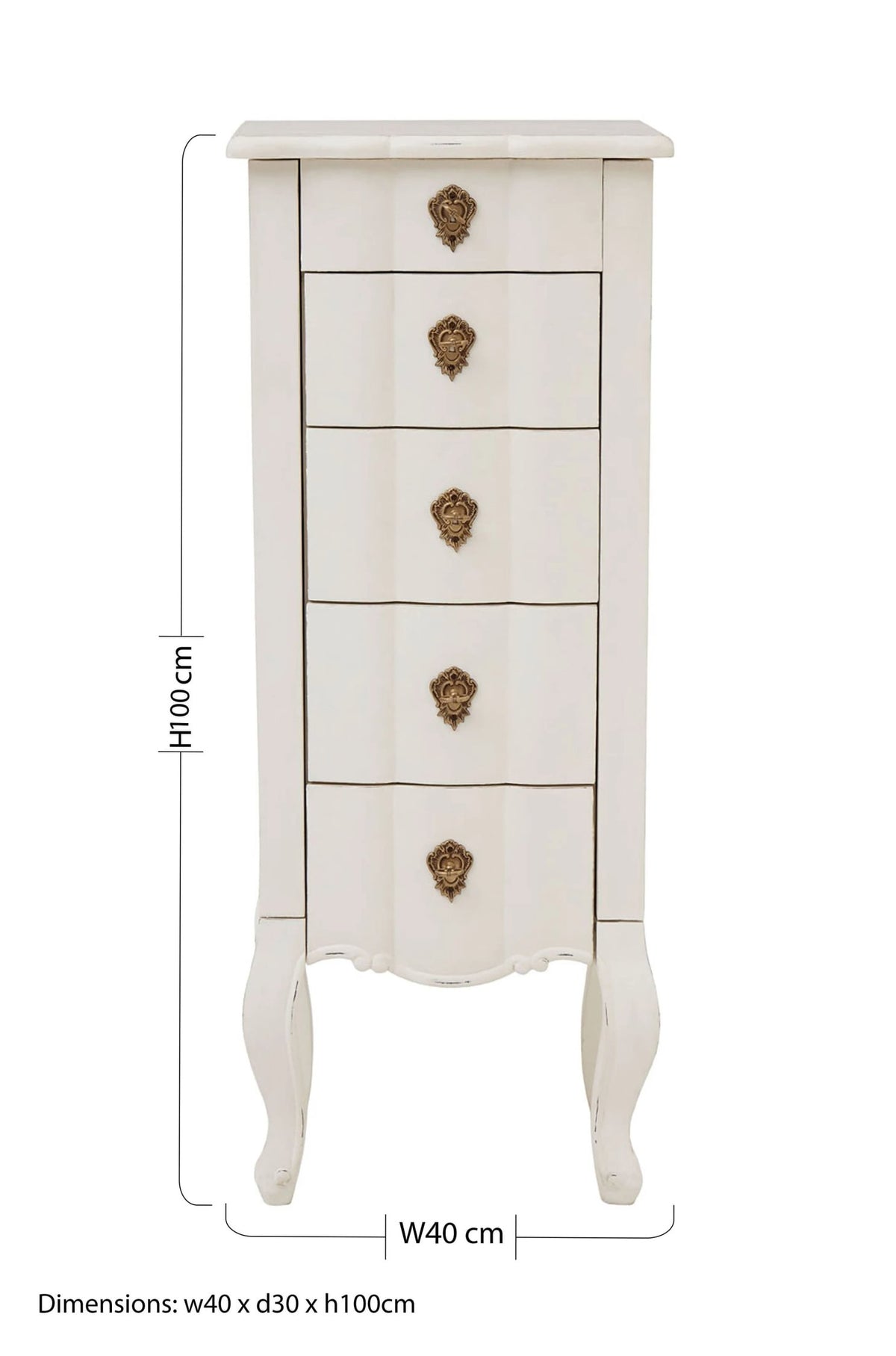 Seine White Small Chest of 5 Drawers
