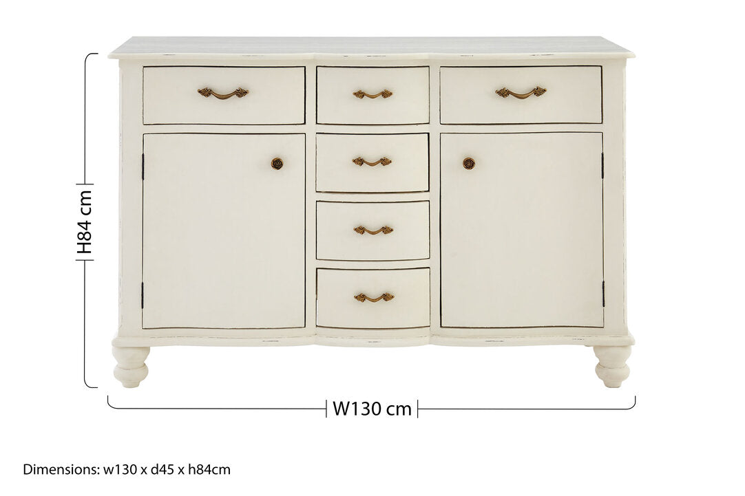 Seine 6 Drawer White Sideboard