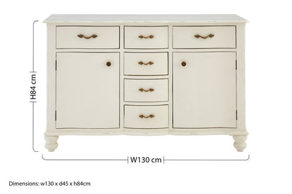 Seine 6 Drawer White Sideboard