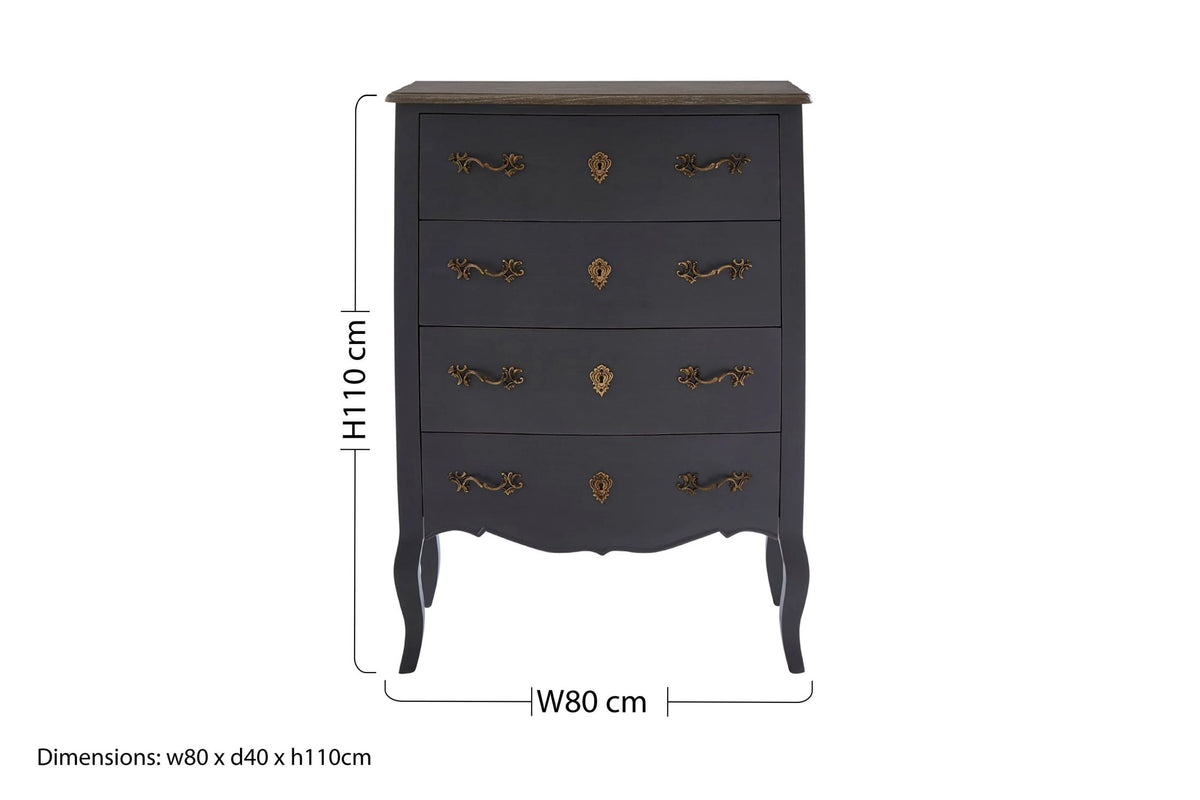 Seine Dark Grey Chest of 4 Drawers