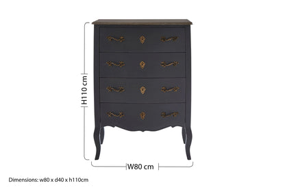 Seine Dark Grey Chest of 4 Drawers