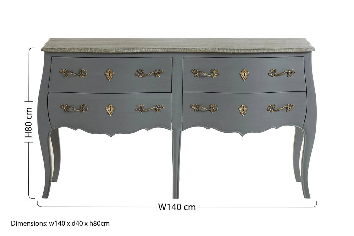 Seine Dark Grey 4 Drawer Sideboard