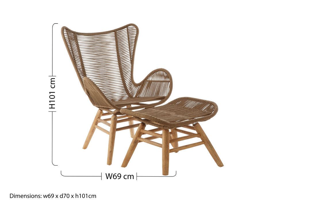 Weave Latte Rope Lounge Chair And Footstool