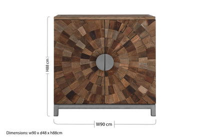 Oro Large Recycled Elm Wood 2 Door Cabinet