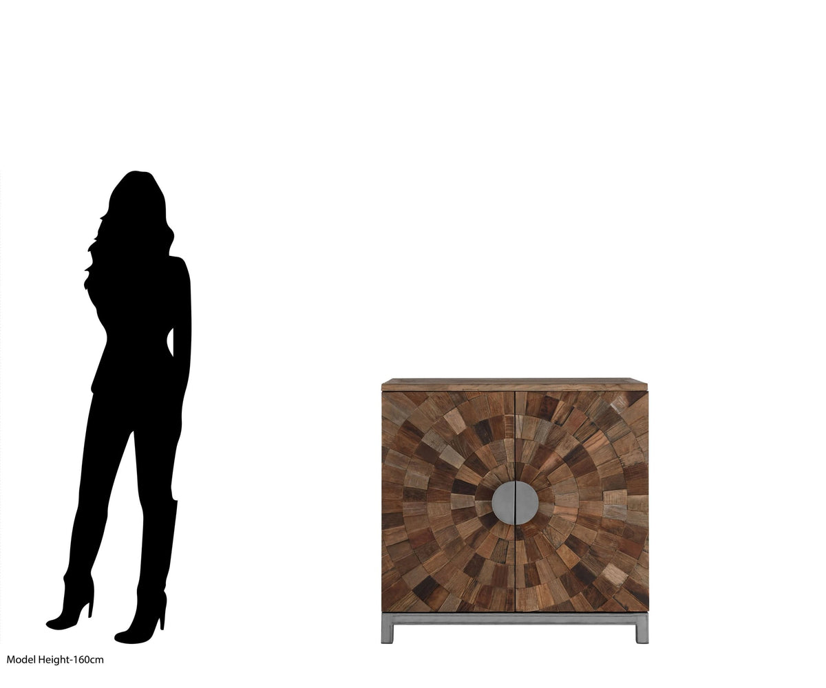 Oro Large Recycled Elm Wood 2 Door Cabinet