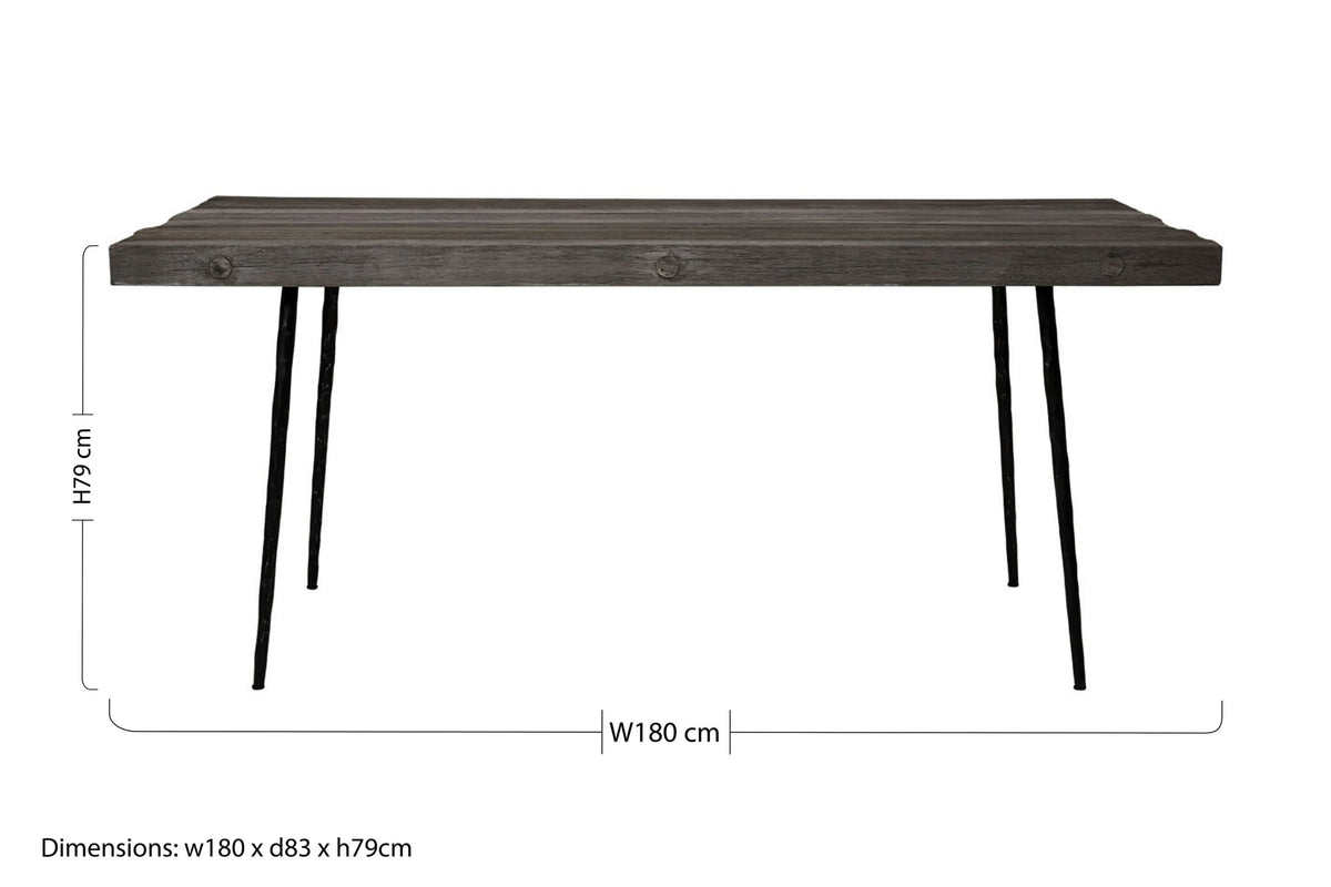 Forge Recycled Oak Wood Rectangular Dining Table