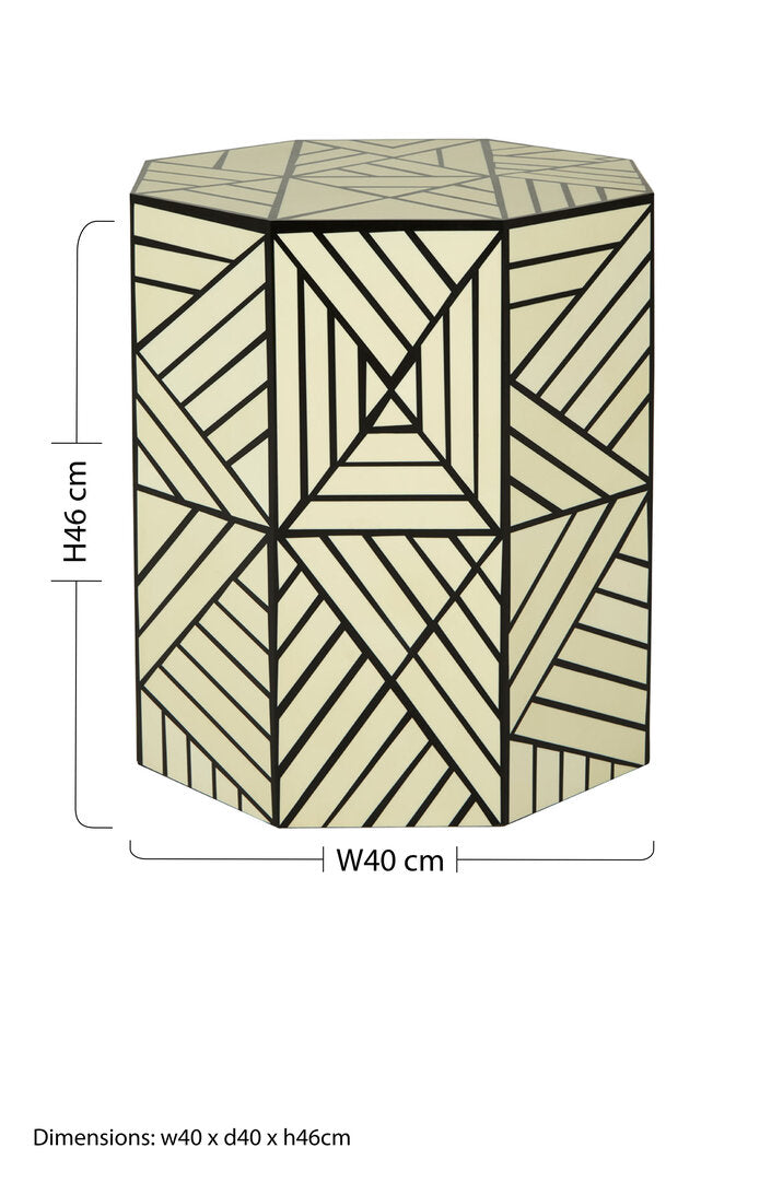 Echo Ivory and Black Resin Geometric Stool and Table