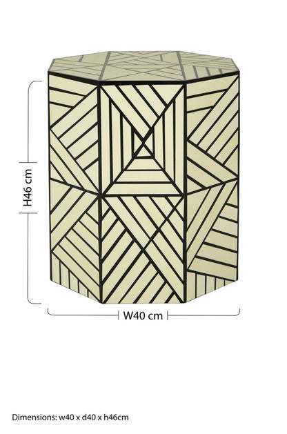 Echo Ivory and Black Resin Geometric Stool and Table