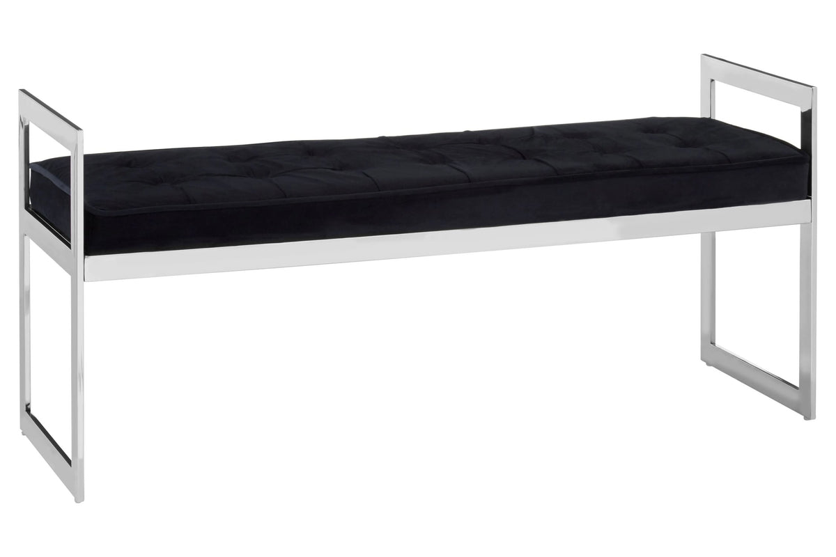 Bellmont BlackVelvet and Silver Finish Long Bench