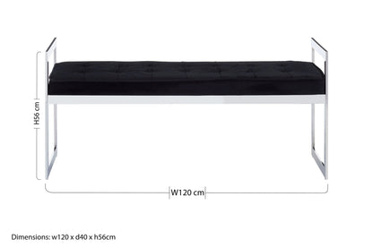 Bellmont BlackVelvet and Silver Finish Long Bench