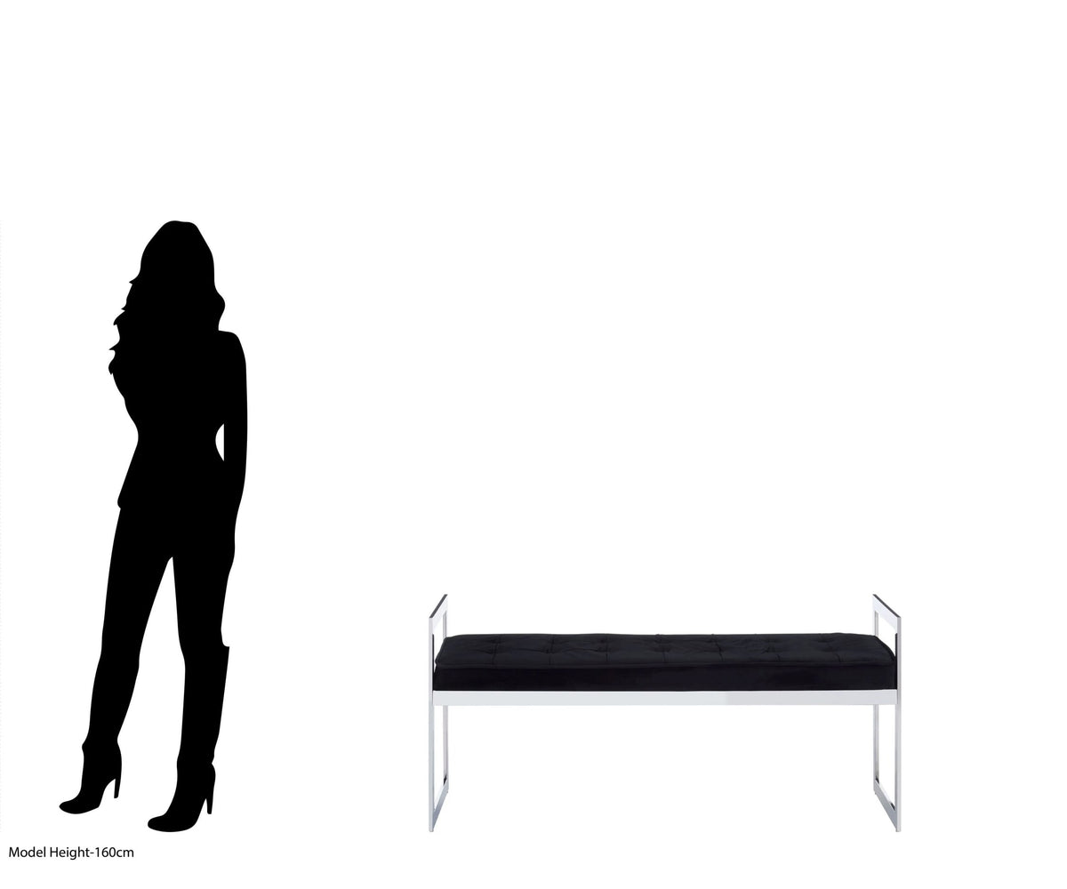 Bellmont BlackVelvet and Silver Finish Long Bench