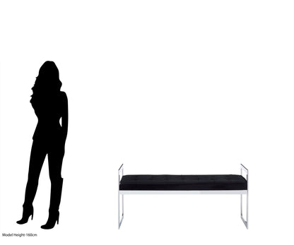 Bellmont BlackVelvet and Silver Finish Long Bench