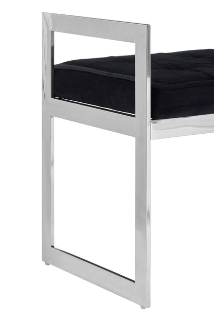 Bellmont BlackVelvet and Silver Finish Long Bench