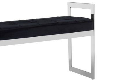 Bellmont BlackVelvet and Silver Finish Long Bench