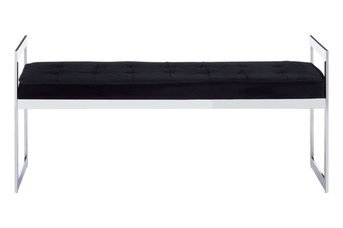 Bellmont BlackVelvet and Silver Finish Long Bench