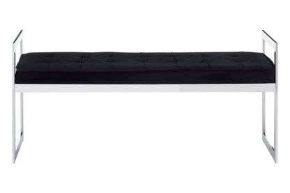 Bellmont BlackVelvet and Silver Finish Long Bench