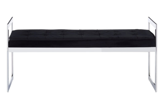 Bellmont BlackVelvet and Silver Finish Long Bench