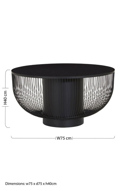 Alpine Coffee Table with Black Glass Top