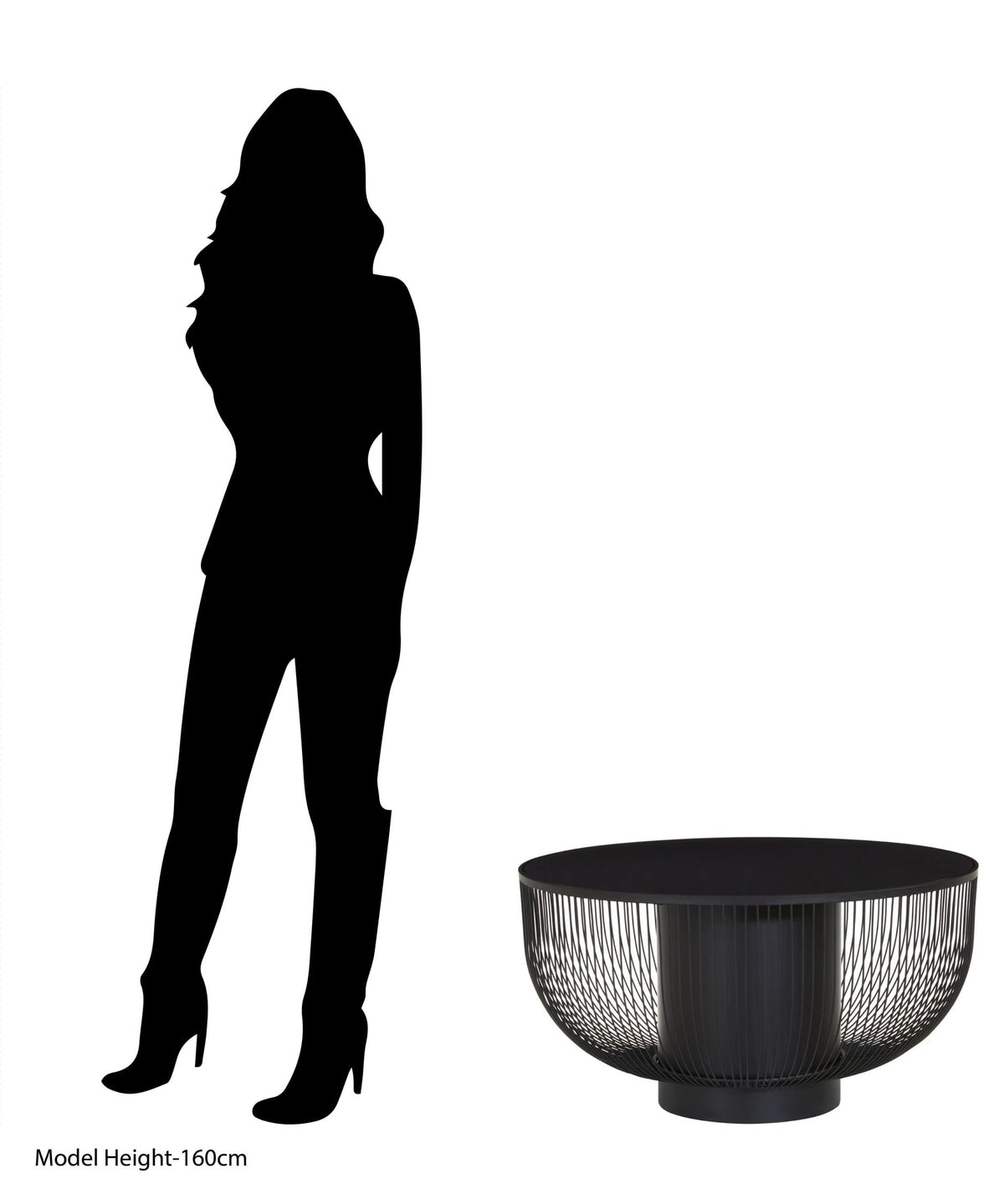 Alpine Coffee Table with Black Glass Top