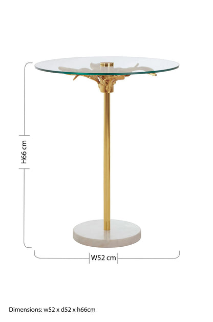 Ginkgo Glass Gold Leaf Design Round Side Table
