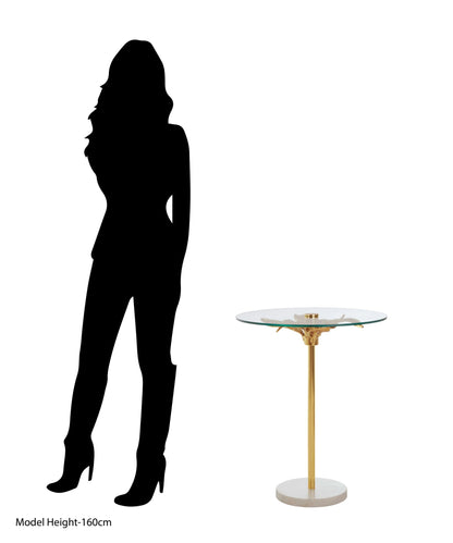 Ginkgo Glass Gold Leaf Design Round Side Table