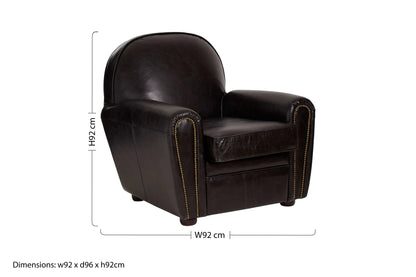 Noble Black Leather Classic Armchair