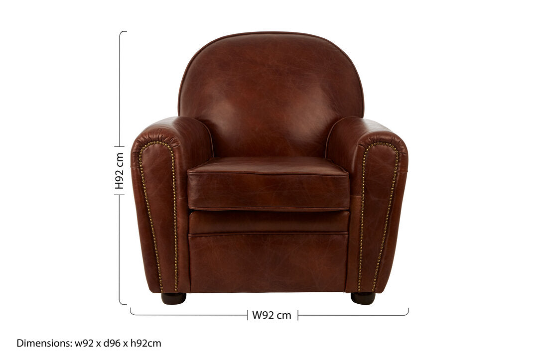 Noble Brown Leather Classic Armchair