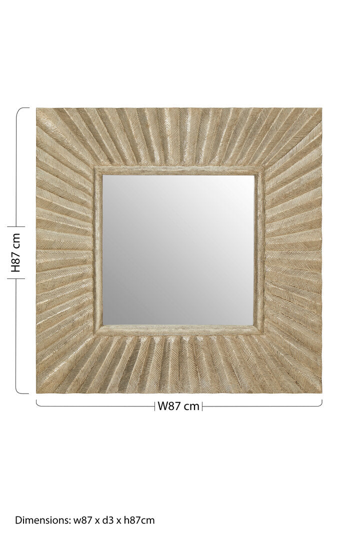 Unity Square Wall Mirror with Textured Silver Frame