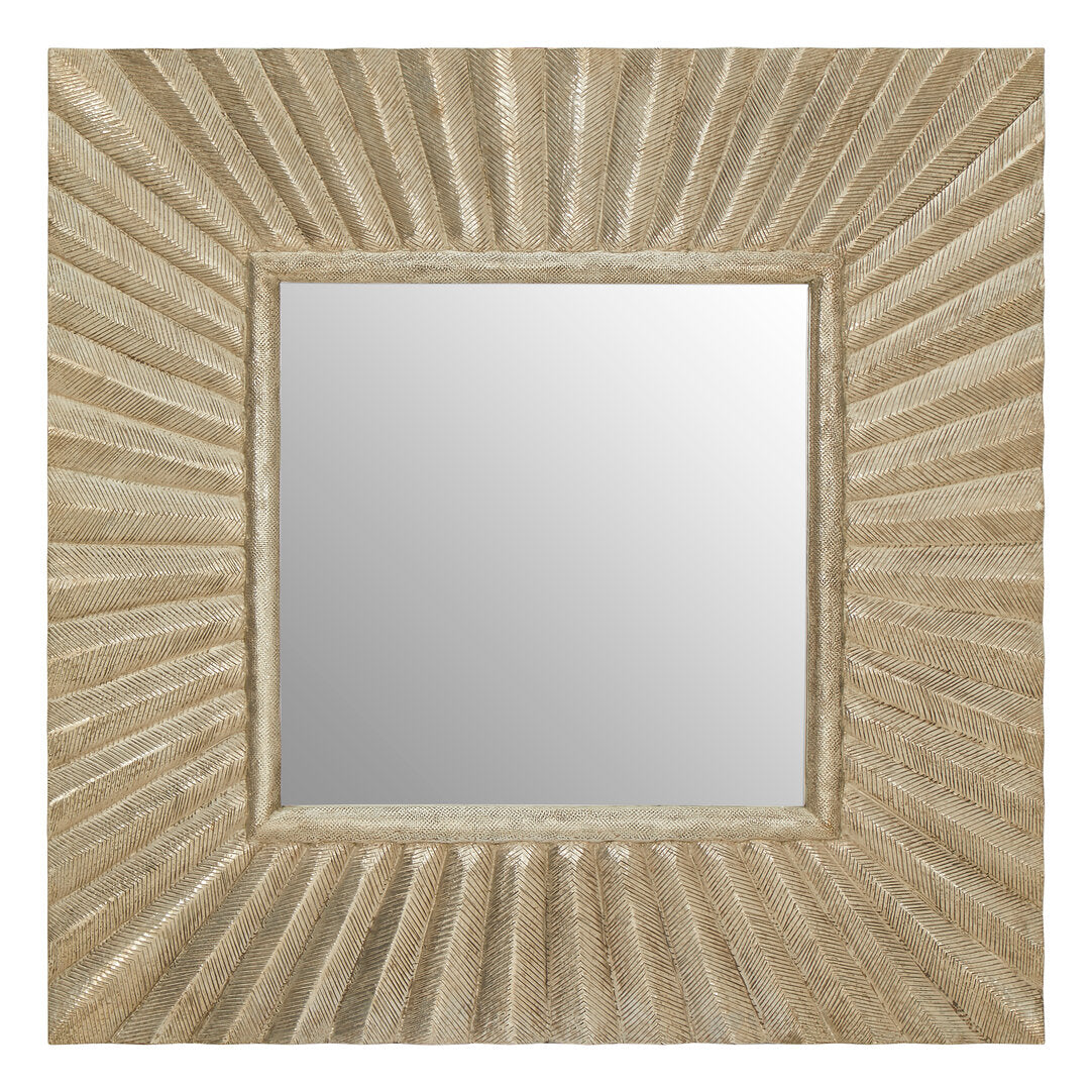 Unity Square Wall Mirror with Textured Silver Frame