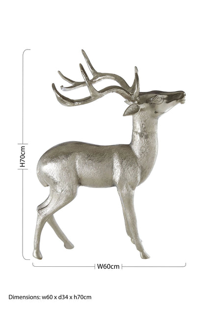Elkwood Large Nickel Finish Floor Standing Stag