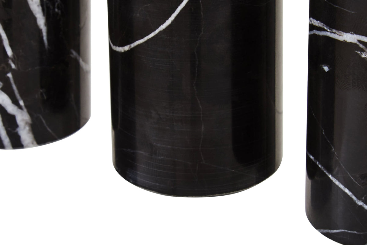 Obsidelle Set Of Three Black Marble Tealight Holders