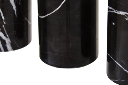 Obsidelle Set Of Three Black Marble Tealight Holders