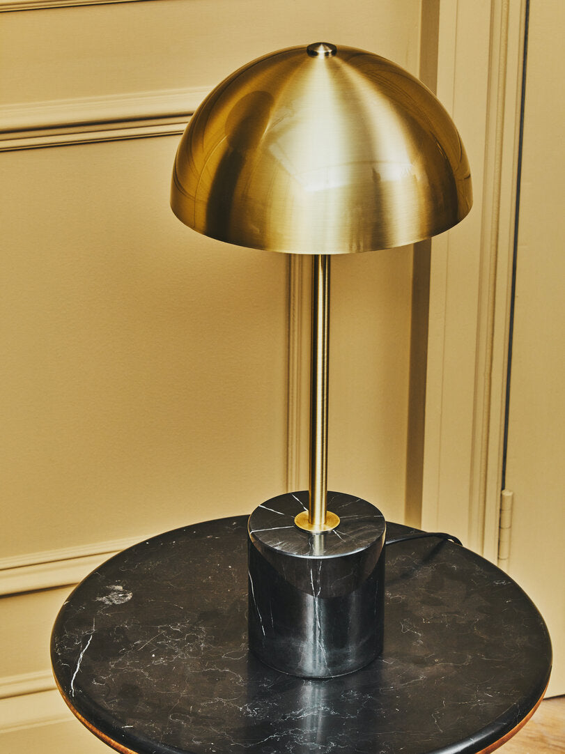 Stirling Brushed Brass Table Lamp with Black Marble Base