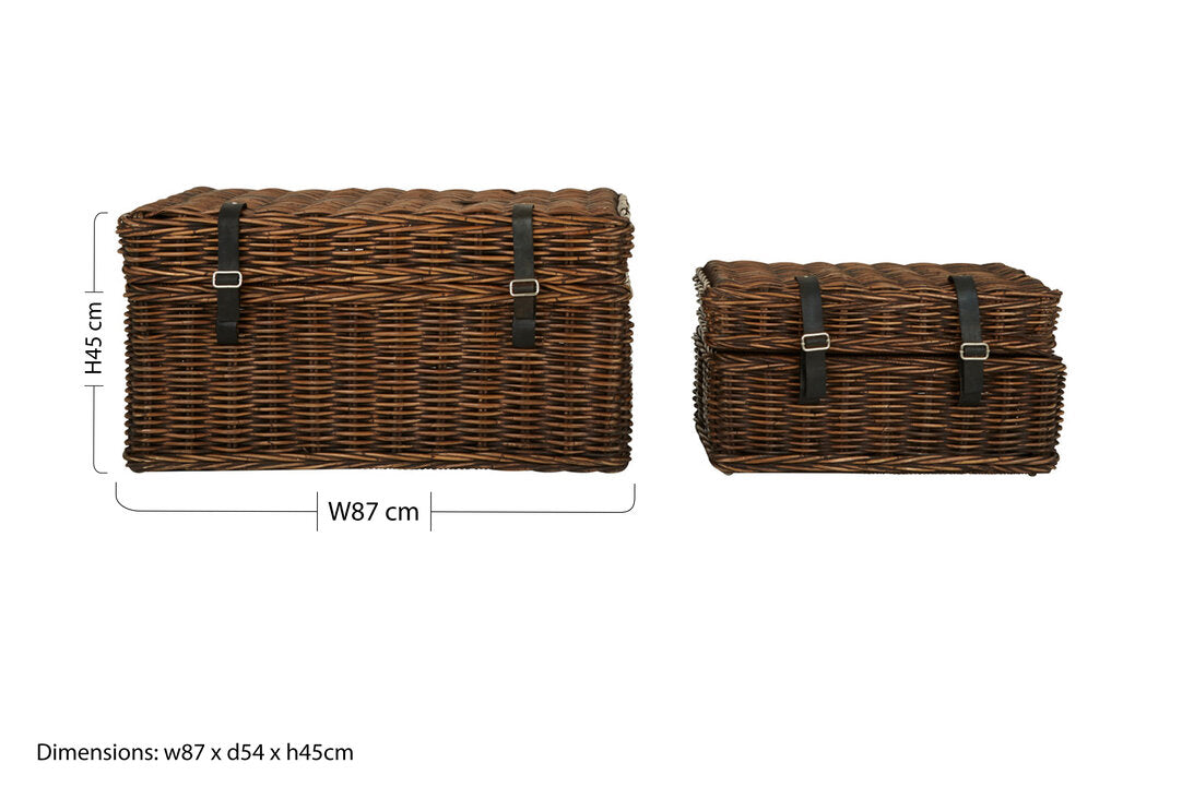 Sterling Brown Rattan Storage Trunks- set of 2