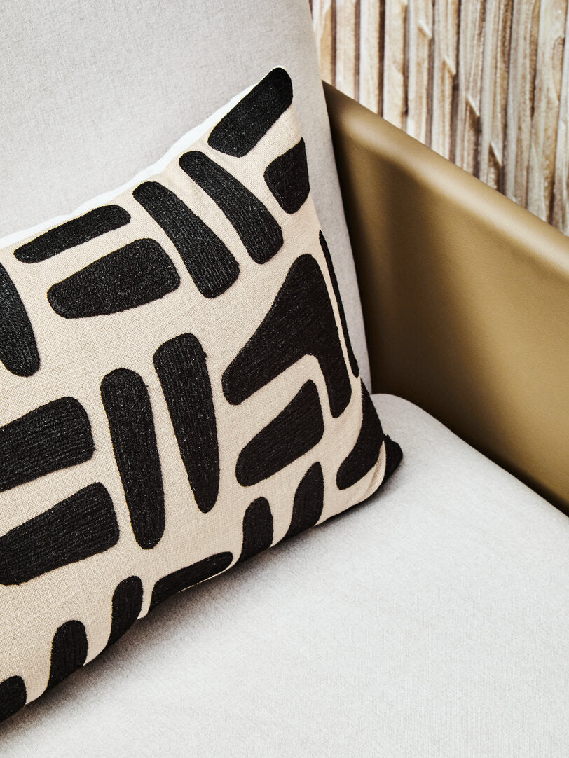 Zola Natural And Black Rectangular Cushion