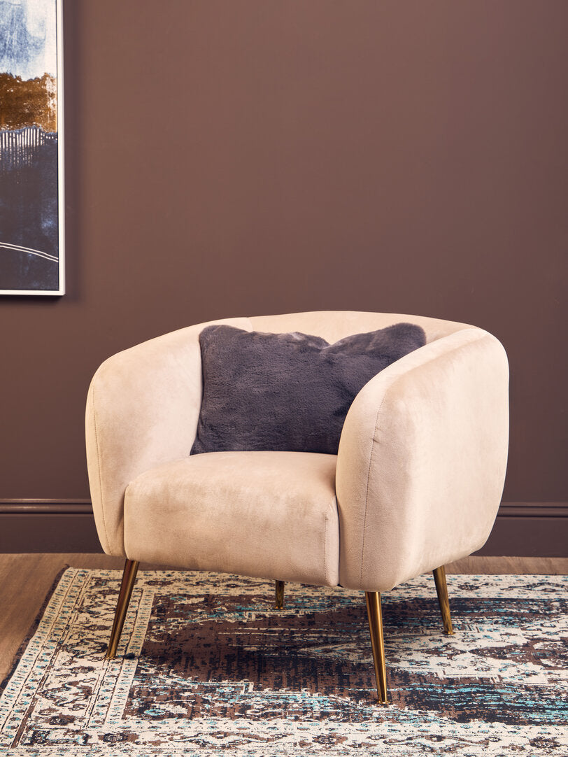 Folia Grey Rectangular Fur Cushion