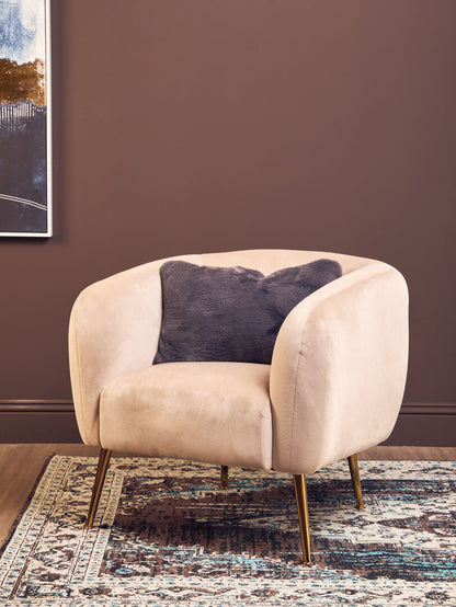 Folia Grey Rectangular Fur Cushion