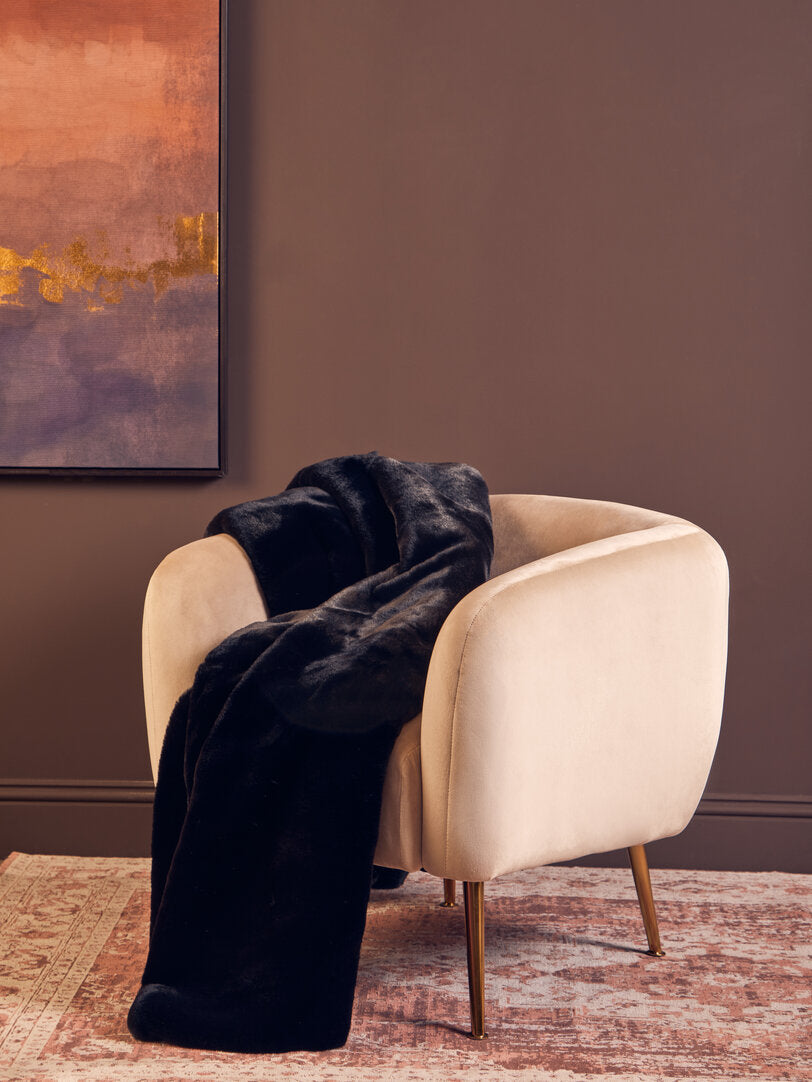 Folia Black Fur Throw