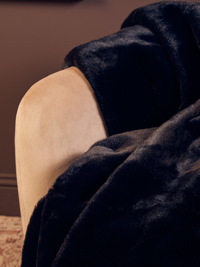Folia Black Fur Throw