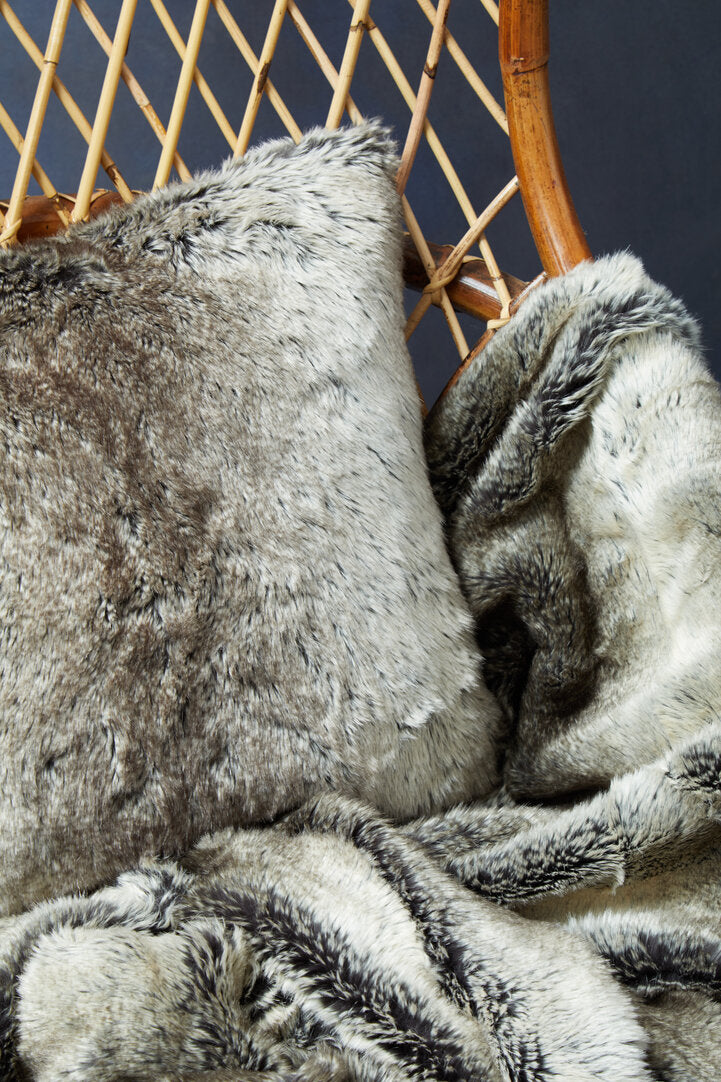 Folia Mocha Ombre Square Fur Cushion