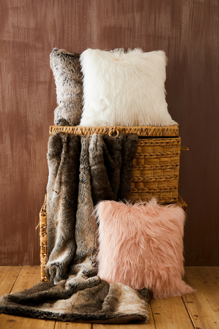 Folia Mocha Ombre Square Fur Cushion