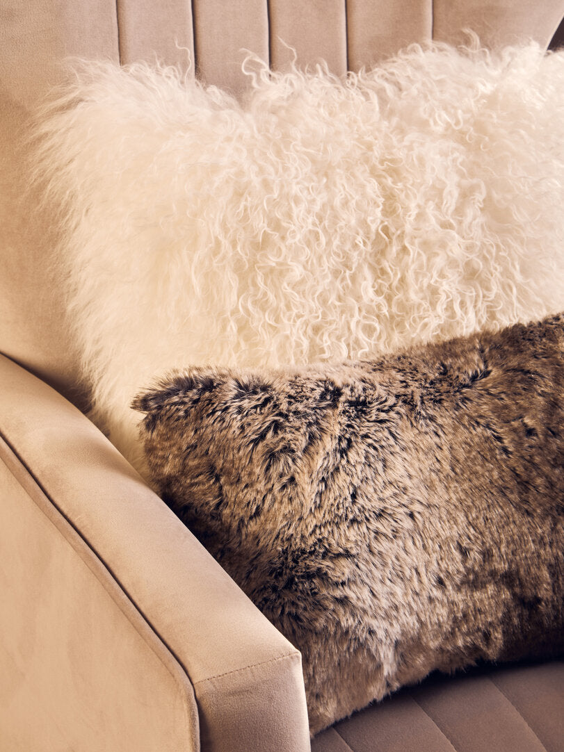 Folia Mocha Ombre Rectangular Fur Cushion