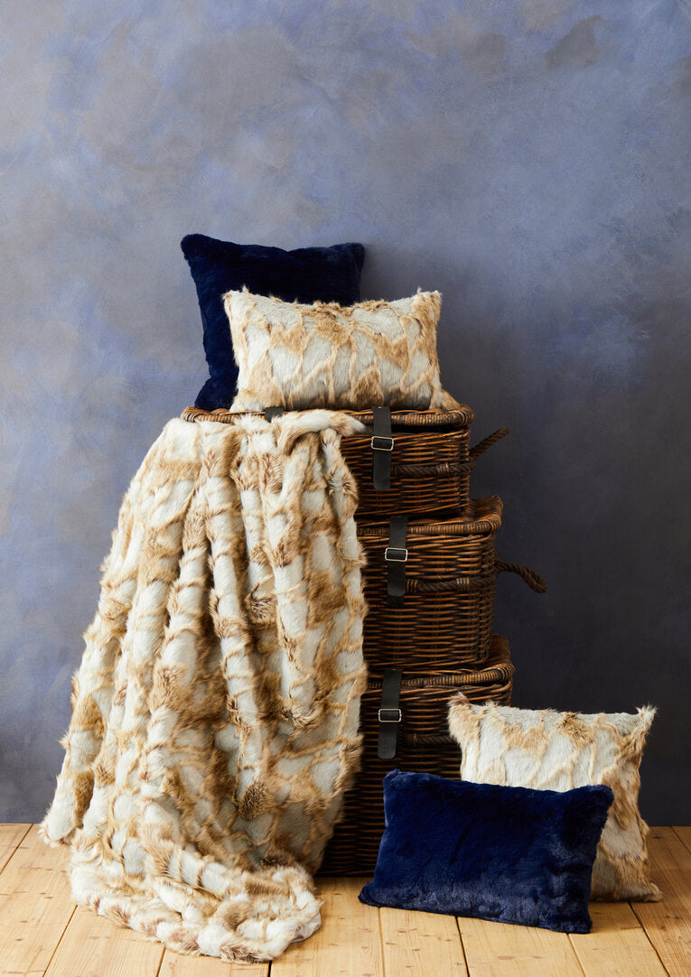 Folia Grey And Natural Fur Throw