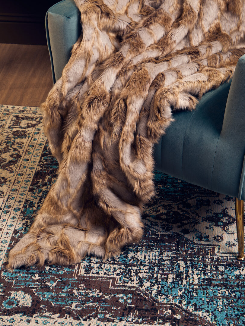 Folia Grey And Natural Fur Throw