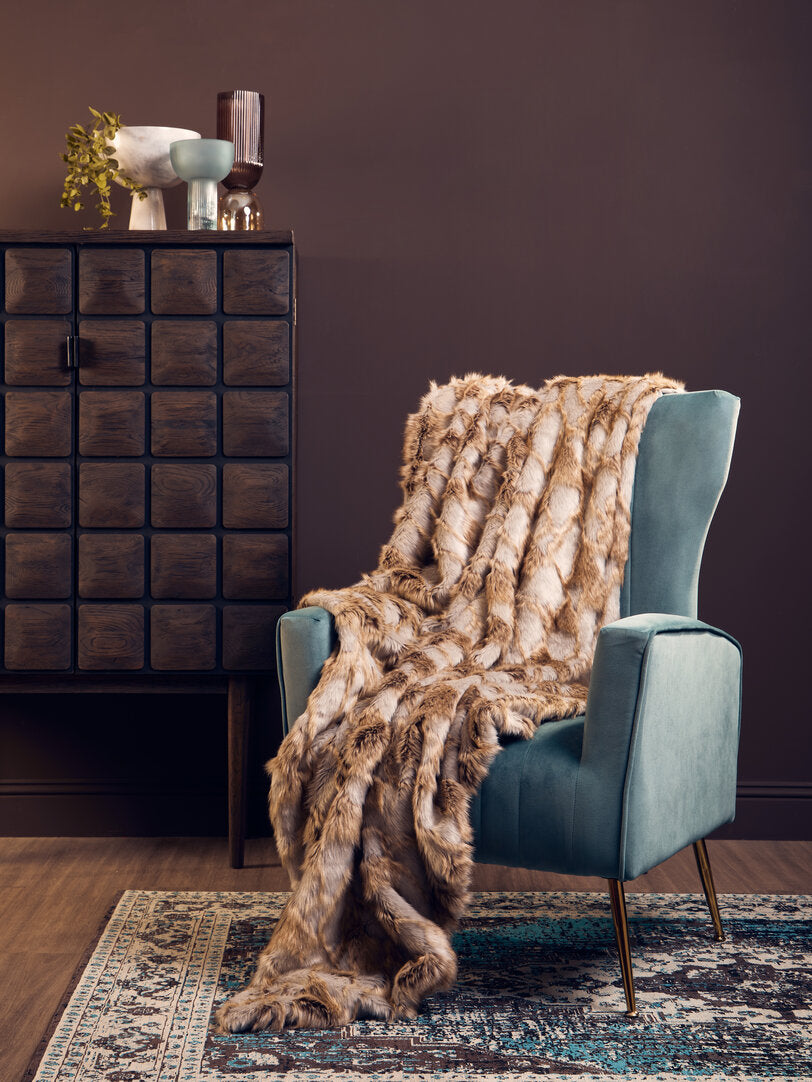 Folia Grey And Natural Fur Throw