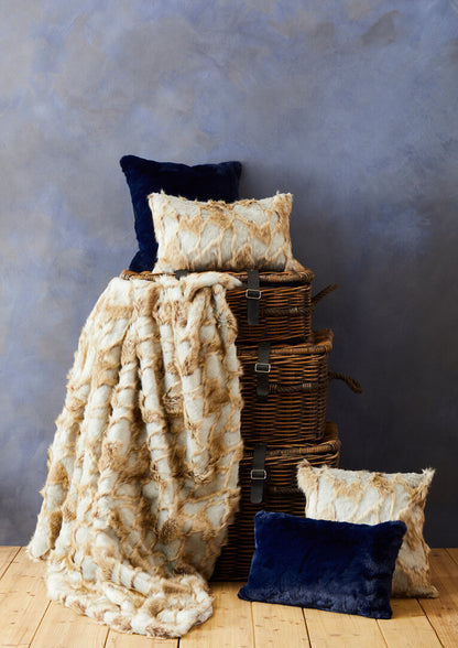 Folia Grey And Natural Square Fur Cushion