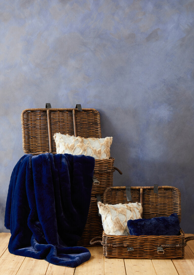 Folia Grey And Natural Square Fur Cushion