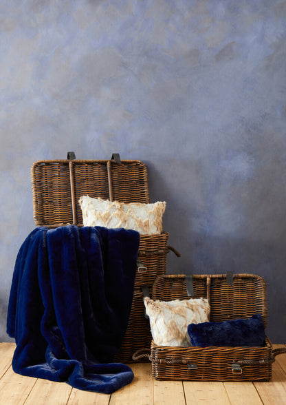 Folia Grey And Natural Square Fur Cushion