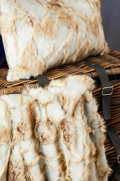 Folia Grey And Natural Square Fur Cushion